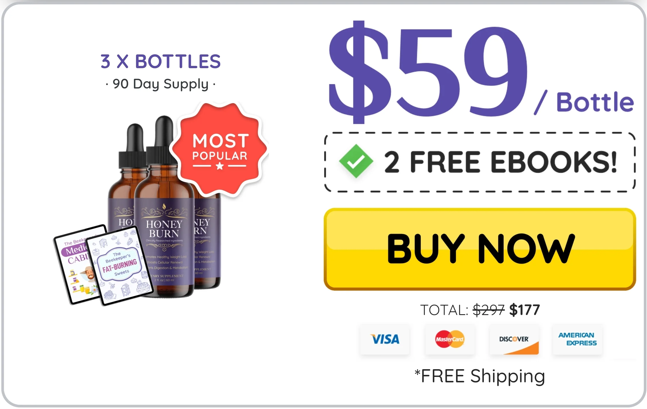 HoneyBurn™ 3 bottles pricing